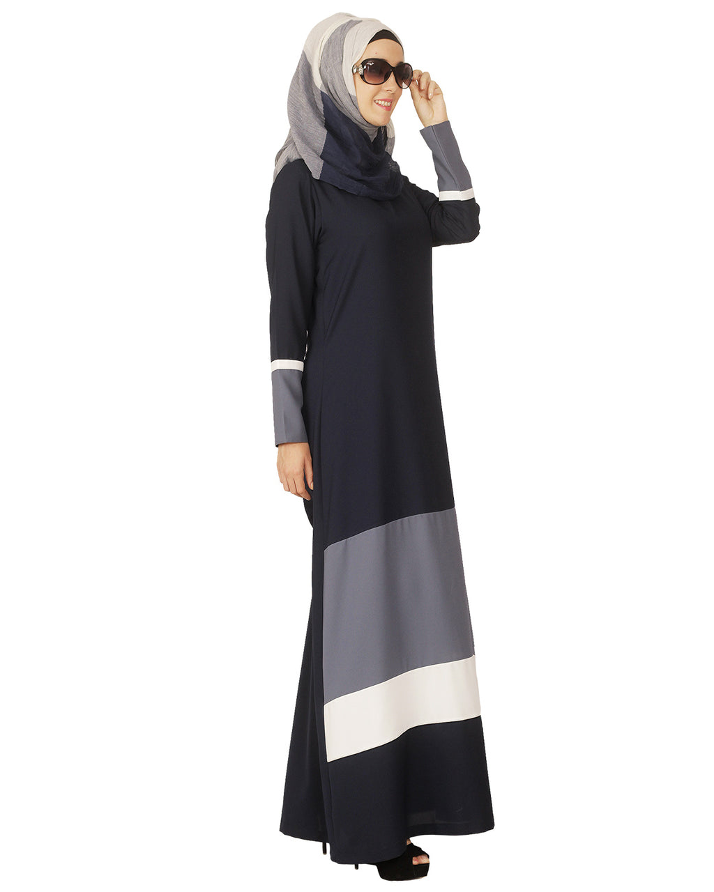 Colour Block Abaya Blue