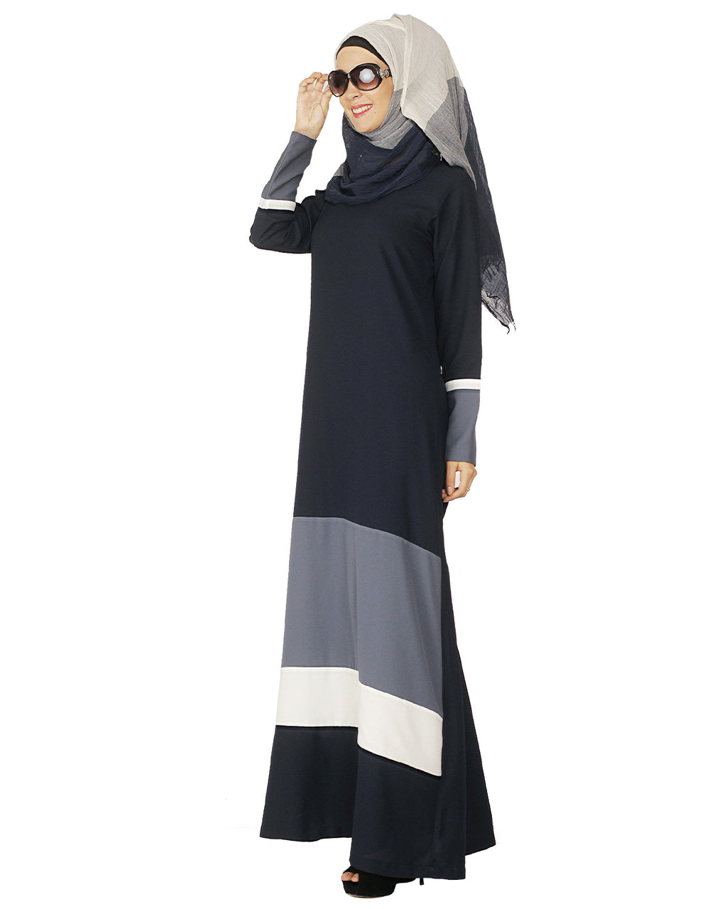 Colour Block Abaya Blue