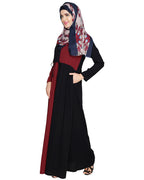Colour Block Abaya Maroon