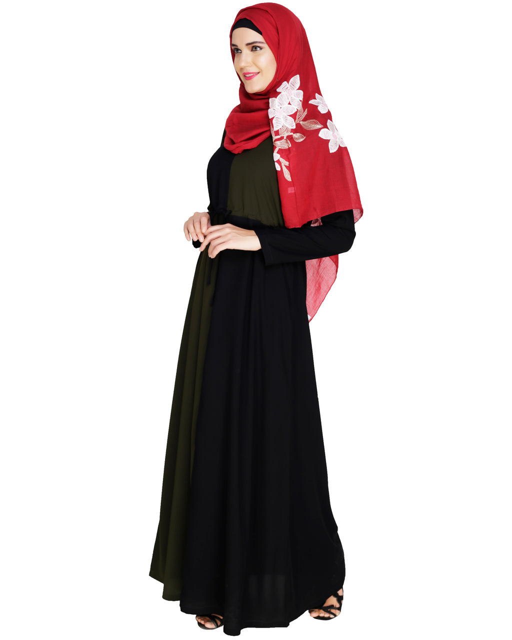 Colour Block Abaya Olive