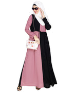 Colour Block Abaya Onion Pink