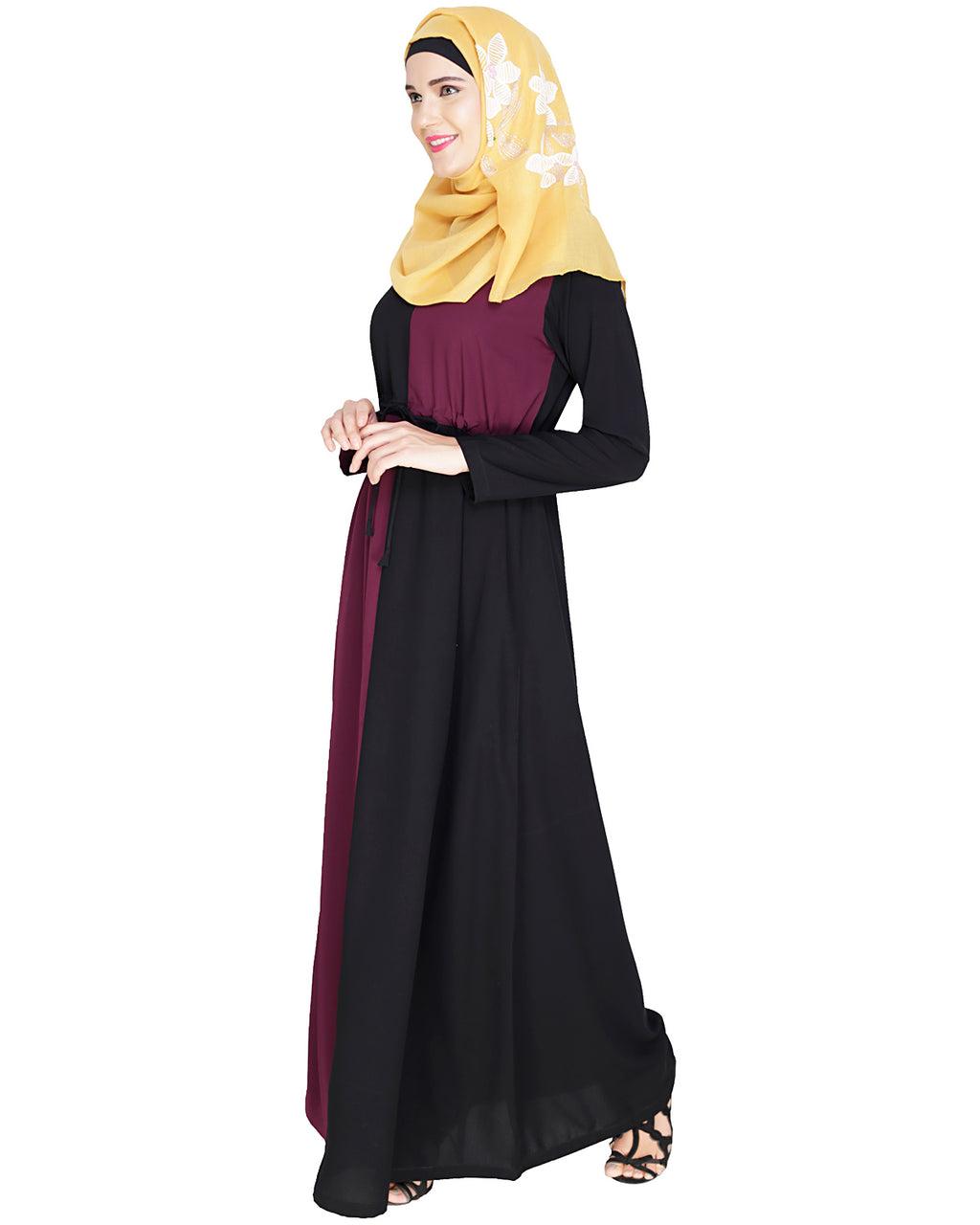 Colour Block Abaya Purple