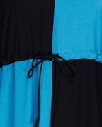 Colour Block Abaya Teal Blue