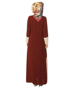 Maroon and Beige Pintuck Abaya Maroon & Beige