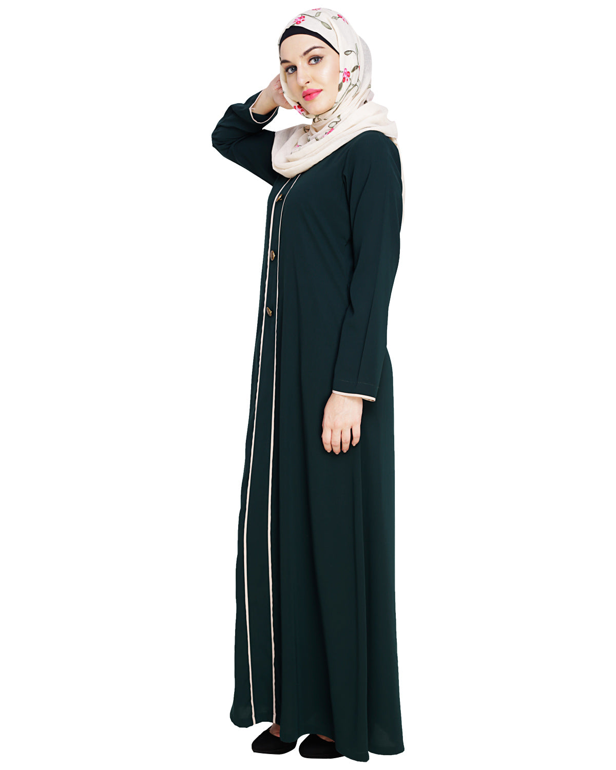 Sober Abaya with Detailing Blue