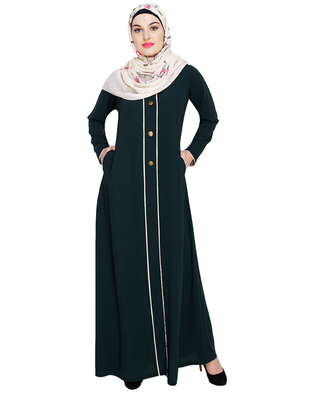 Sober Abaya with Detailing Blue