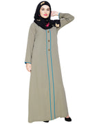 Sober Abaya with Detailing Bottle Green