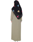 Sober Abaya with Detailing Bottle Green