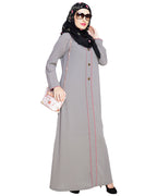 Sober Abaya with Detailing Grey