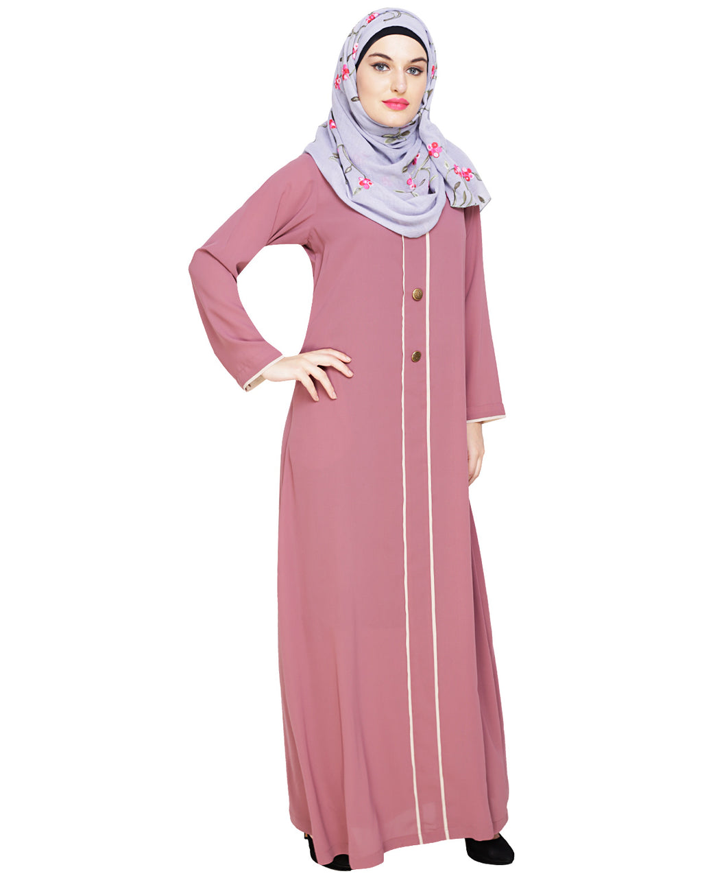 Sober Abaya with Detailing Grey