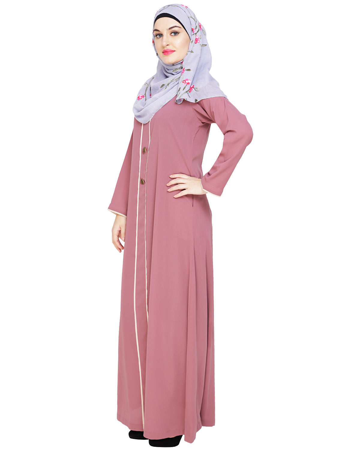 Sober Abaya with Detailing Grey