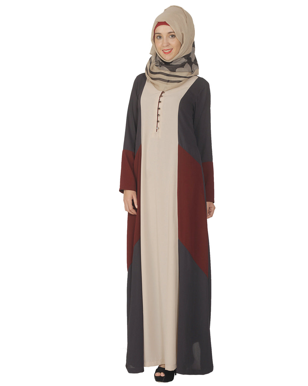 Multicolour Abaya Beige