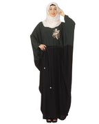 Pearl Embroidered Dark Green Kaftan Wine