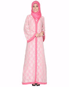 Double Layer Laced Abaya Pink