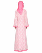 Double Layer Laced Abaya Pink
