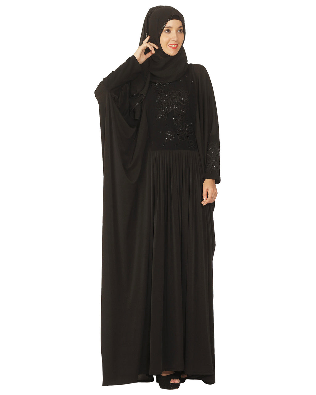 Kaftan wth Katdana Embroidery Black