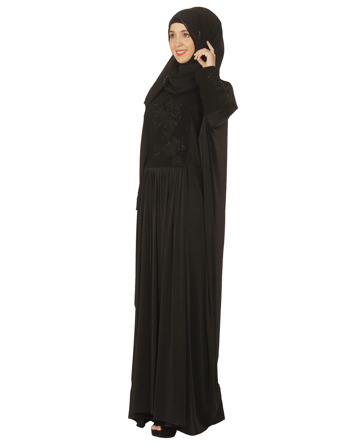 Kaftan wth Katdana Embroidery Black