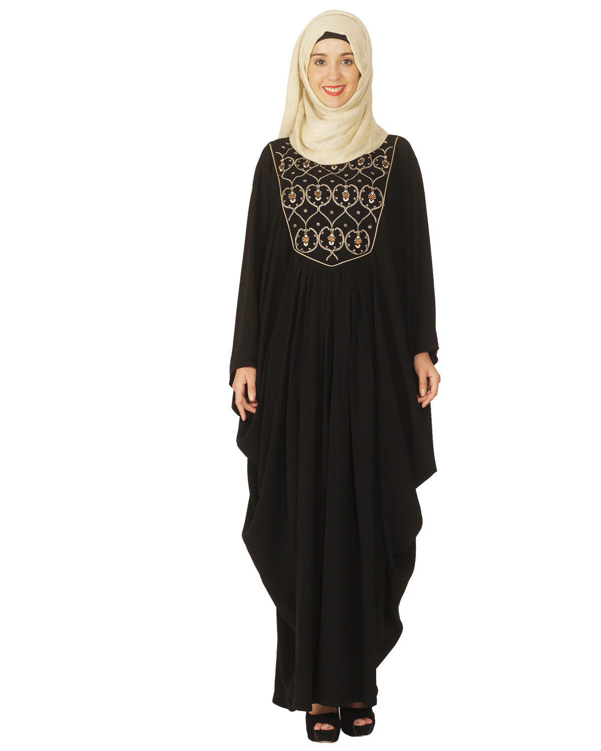 Kaftan with Zari Embroidery Black