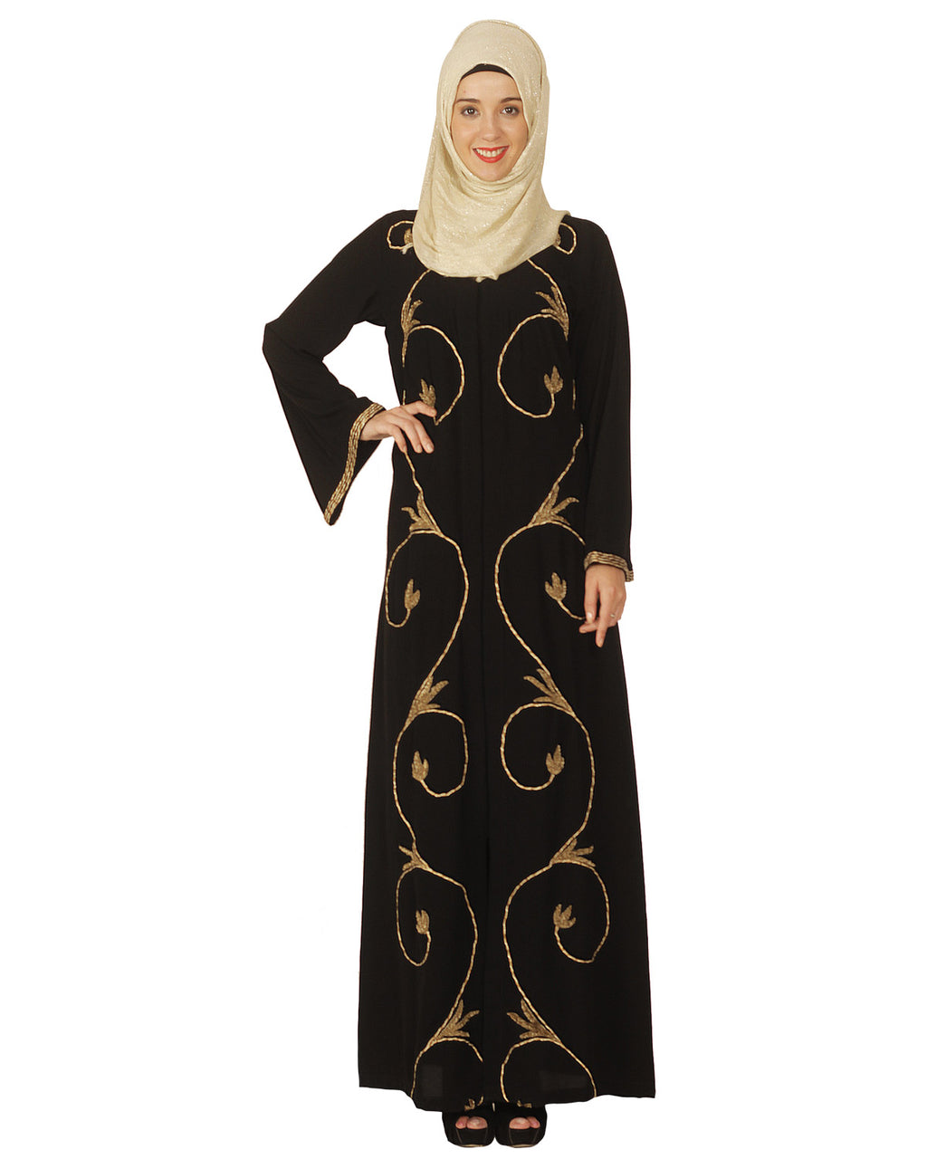 Abaya with Zari Dori Work Black