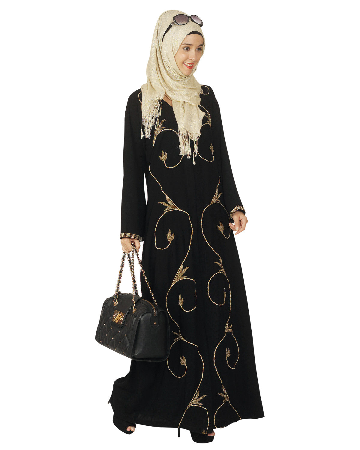 Abaya with Zari Dori Work Black