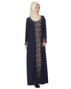 Blue Abaya with Dori Embroidery