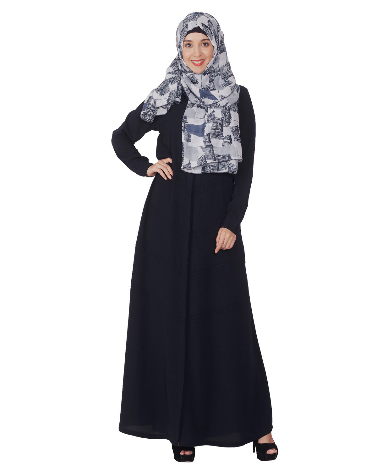 Pintuck Abaya Blue