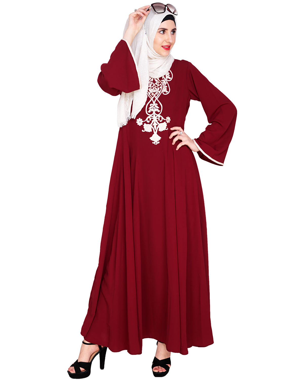 Flared Abaya Wine
