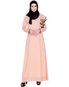 Romantic Founce Abaya Peach