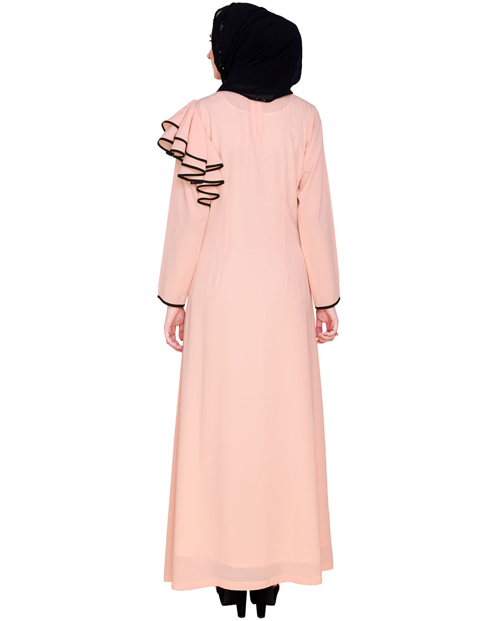 Romantic Founce Abaya Peach