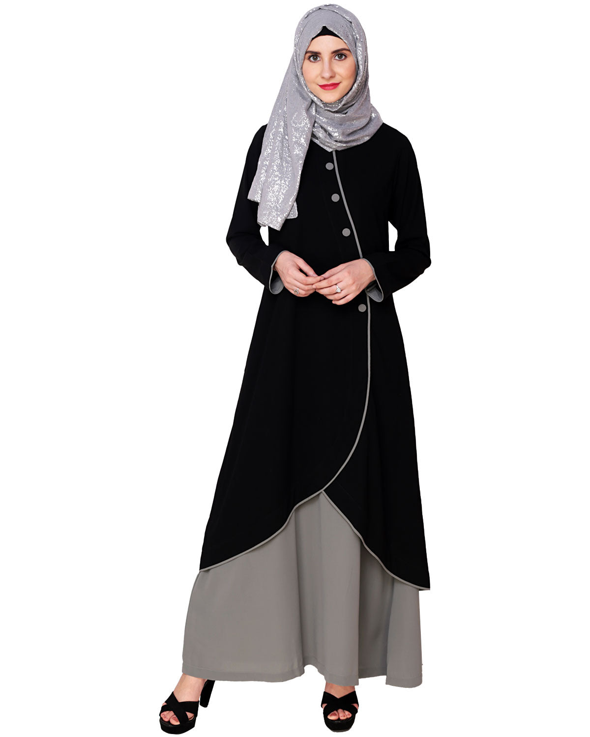 Two-in-one Abaya Black & Grey