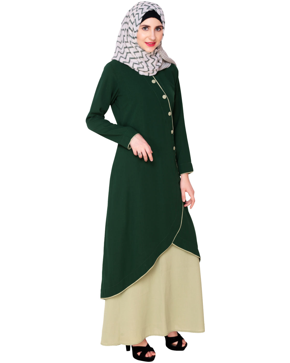 Two-in-one Abaya Brown & Beige