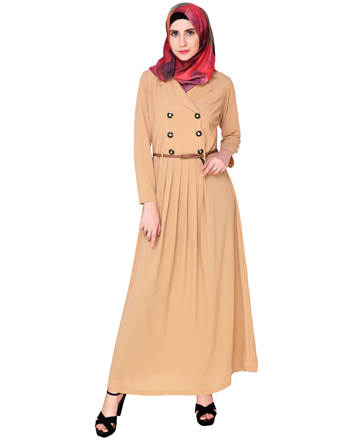 Fawn Coat Style Abaya Beige