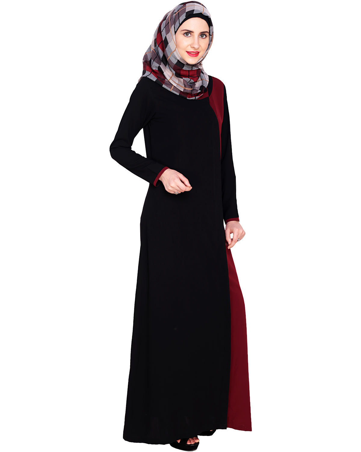 Black Abaya With Panel BLUE GREY