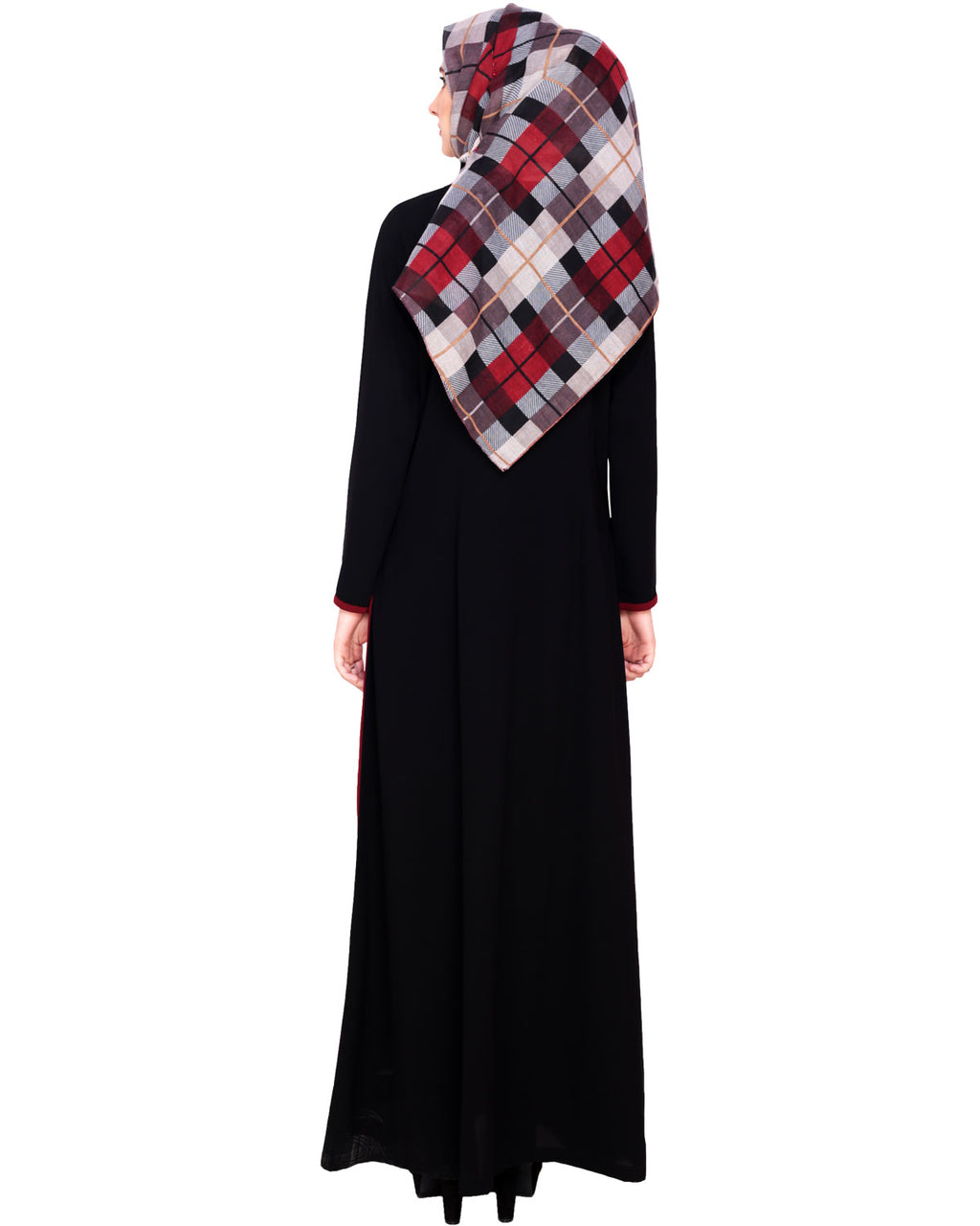 Black Abaya With Panel BLUE GREY