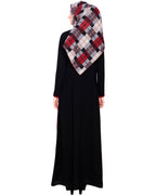 Black Abaya With Panel BLUE GREY