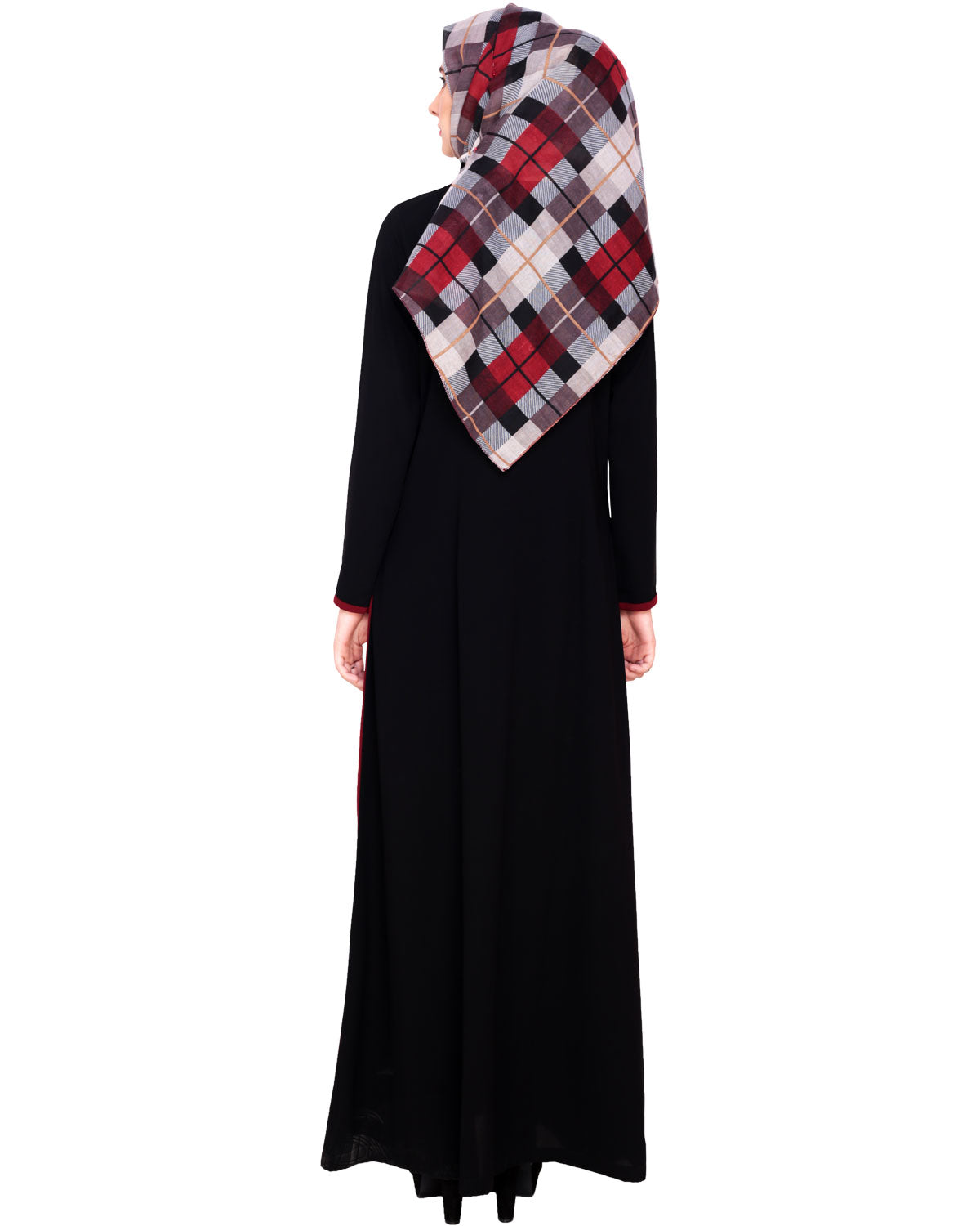 Black Abaya With Panel BLUE GREY
