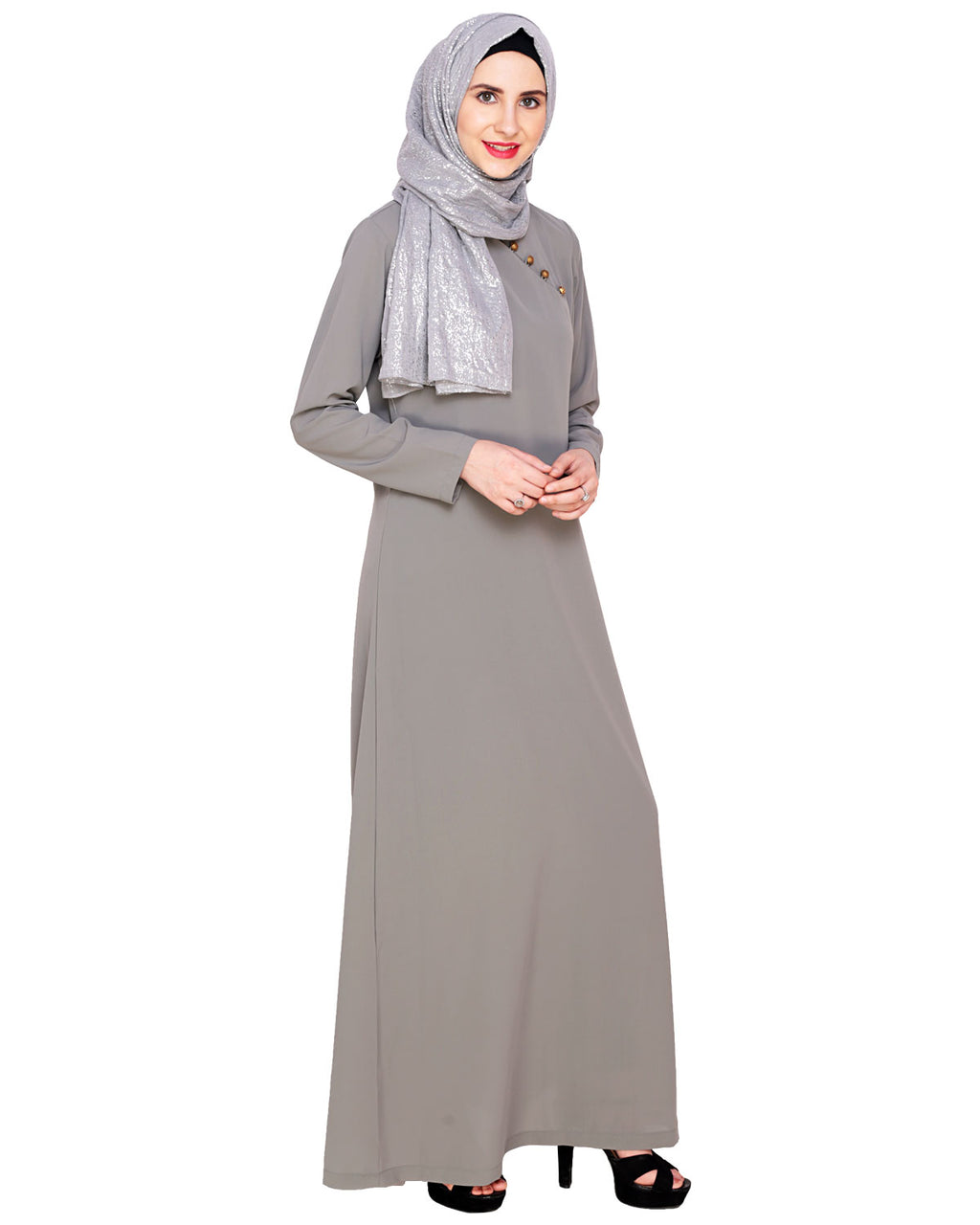 Trendy Abaya Dress Grey