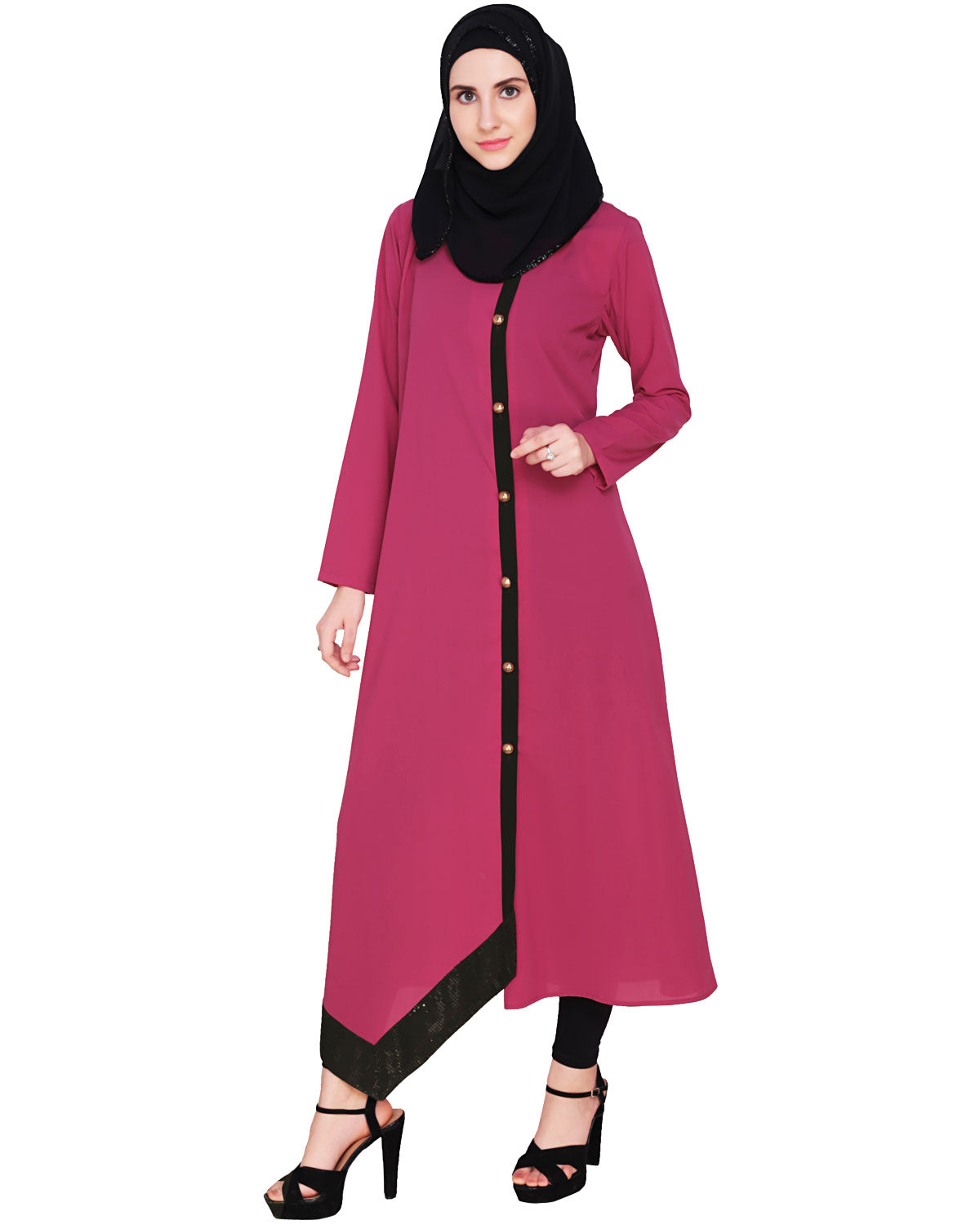 Fuchsia Button-down Abaya