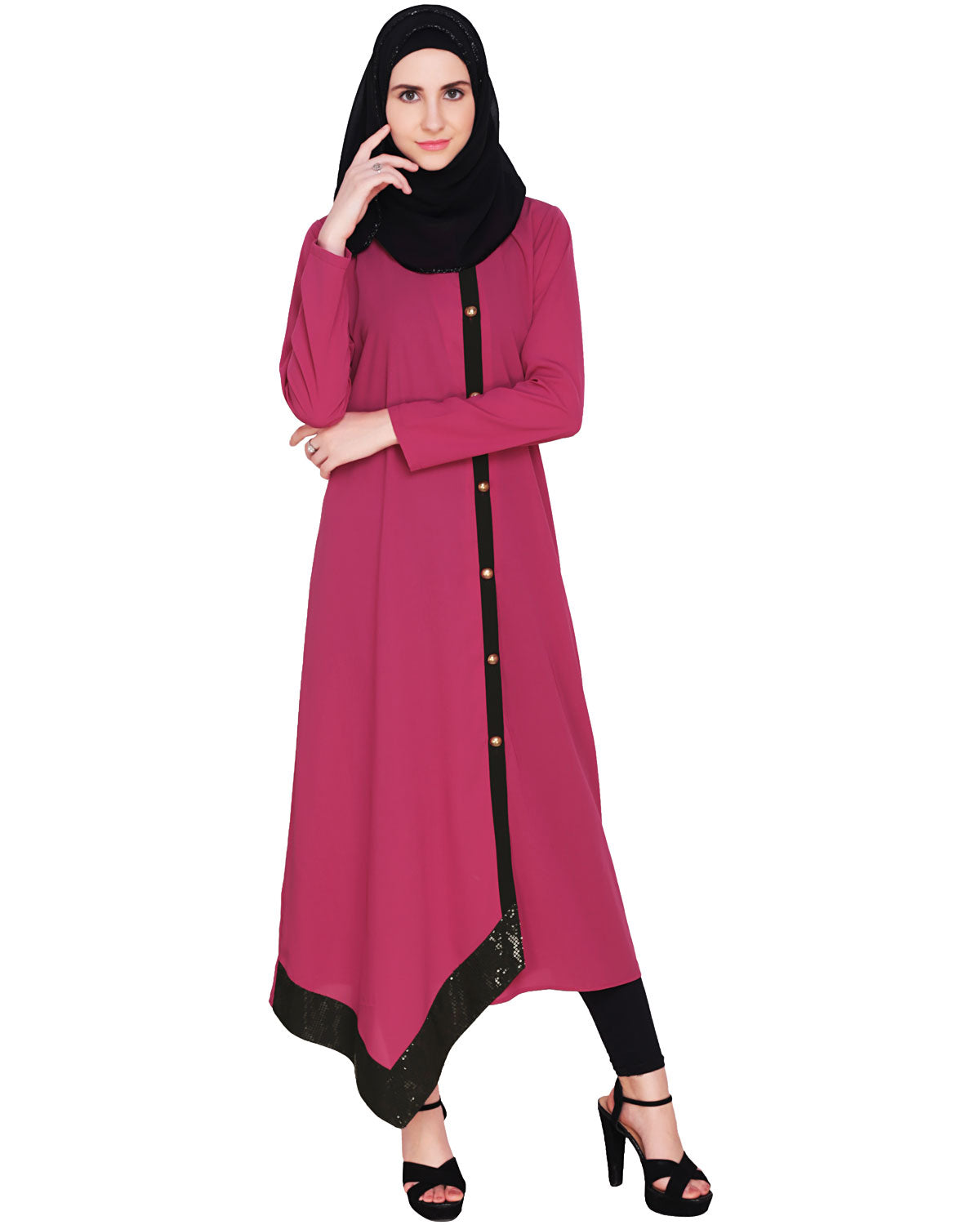 Fuchsia Button-down Abaya