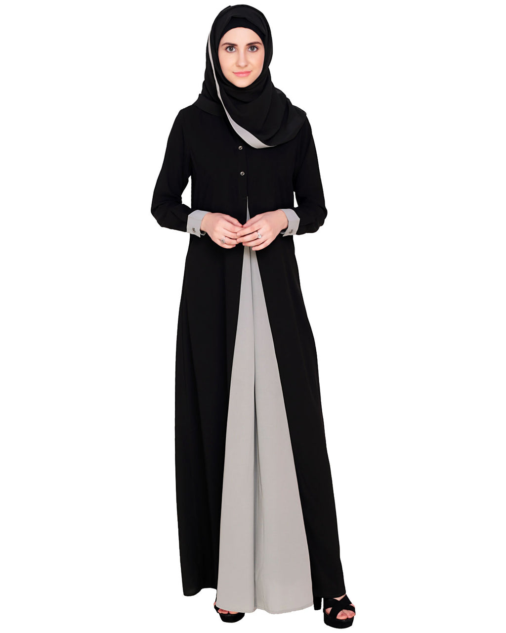 Pretty Layered Abaya Grey