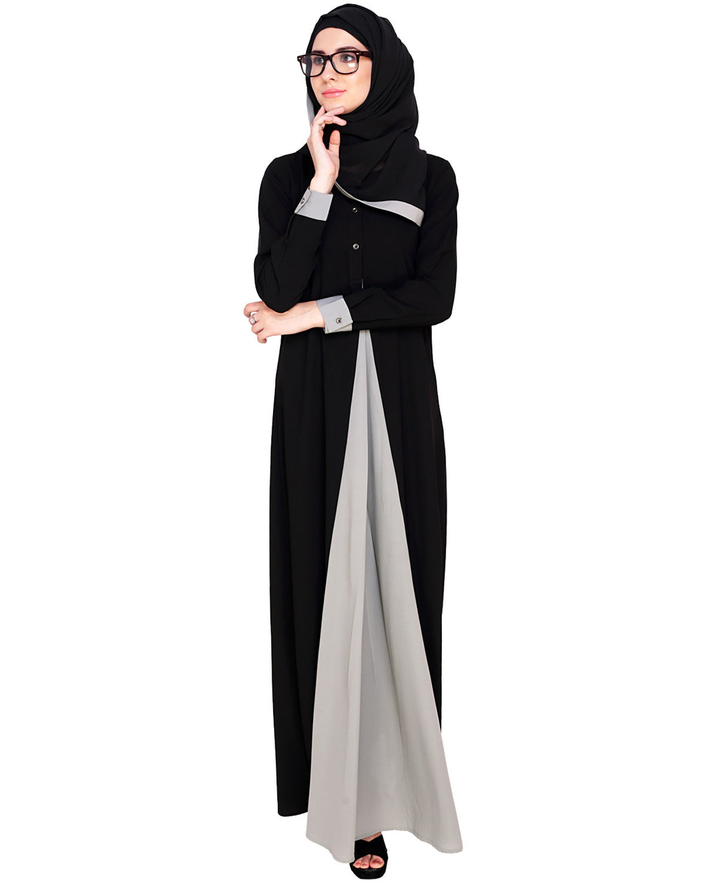 Pretty Layered Abaya Grey