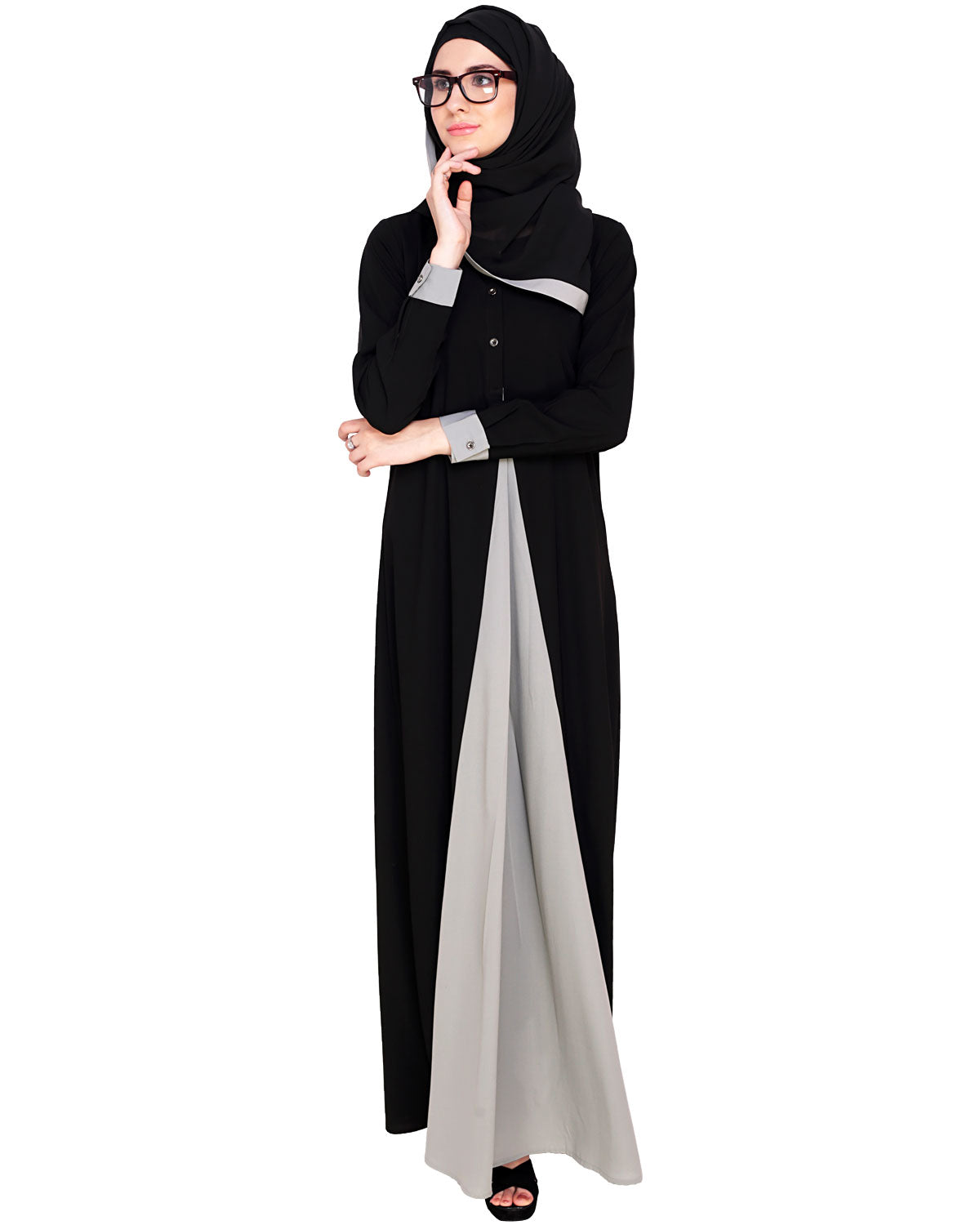 Pretty Layered Abaya Grey