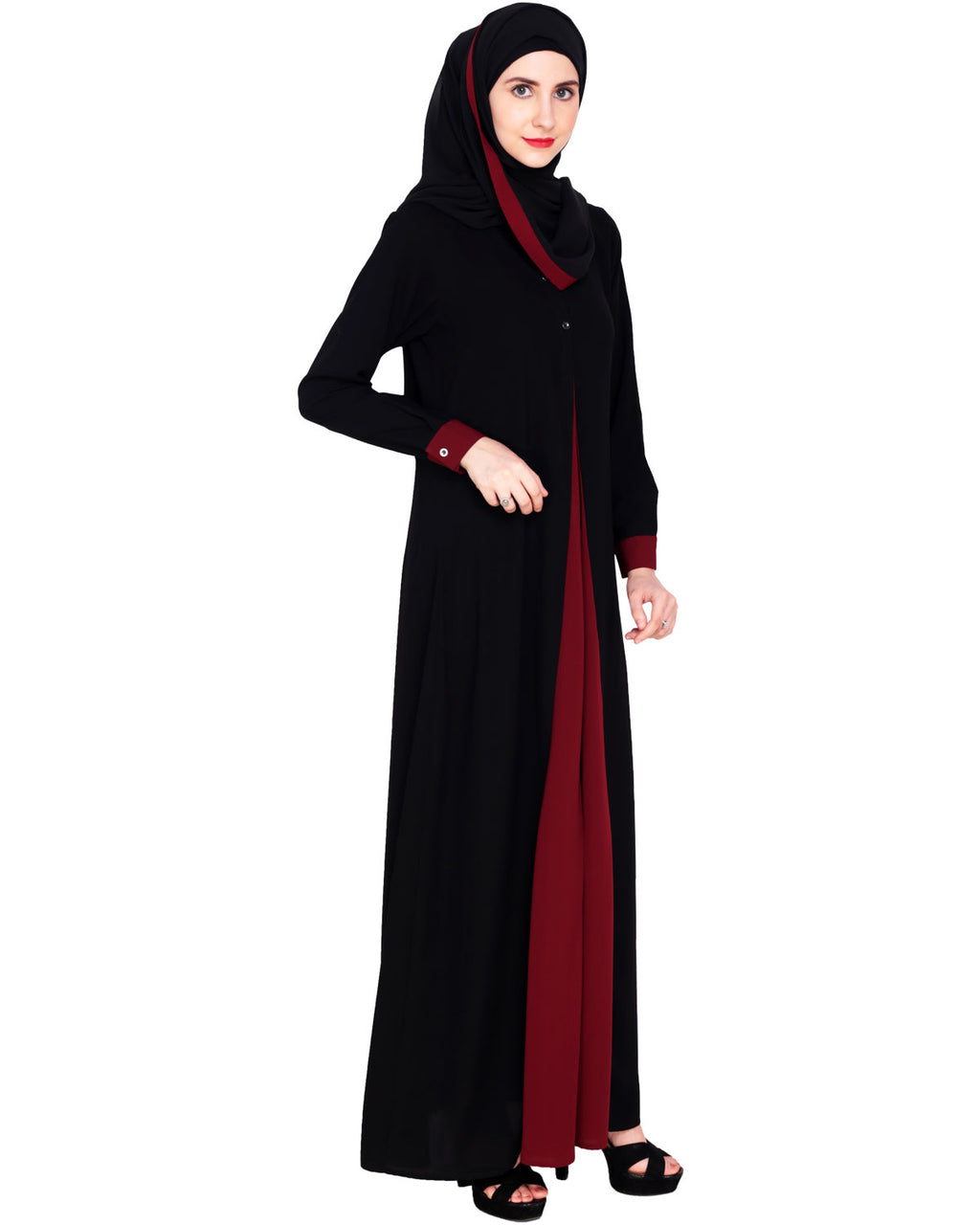Pretty Layered Abaya Wine