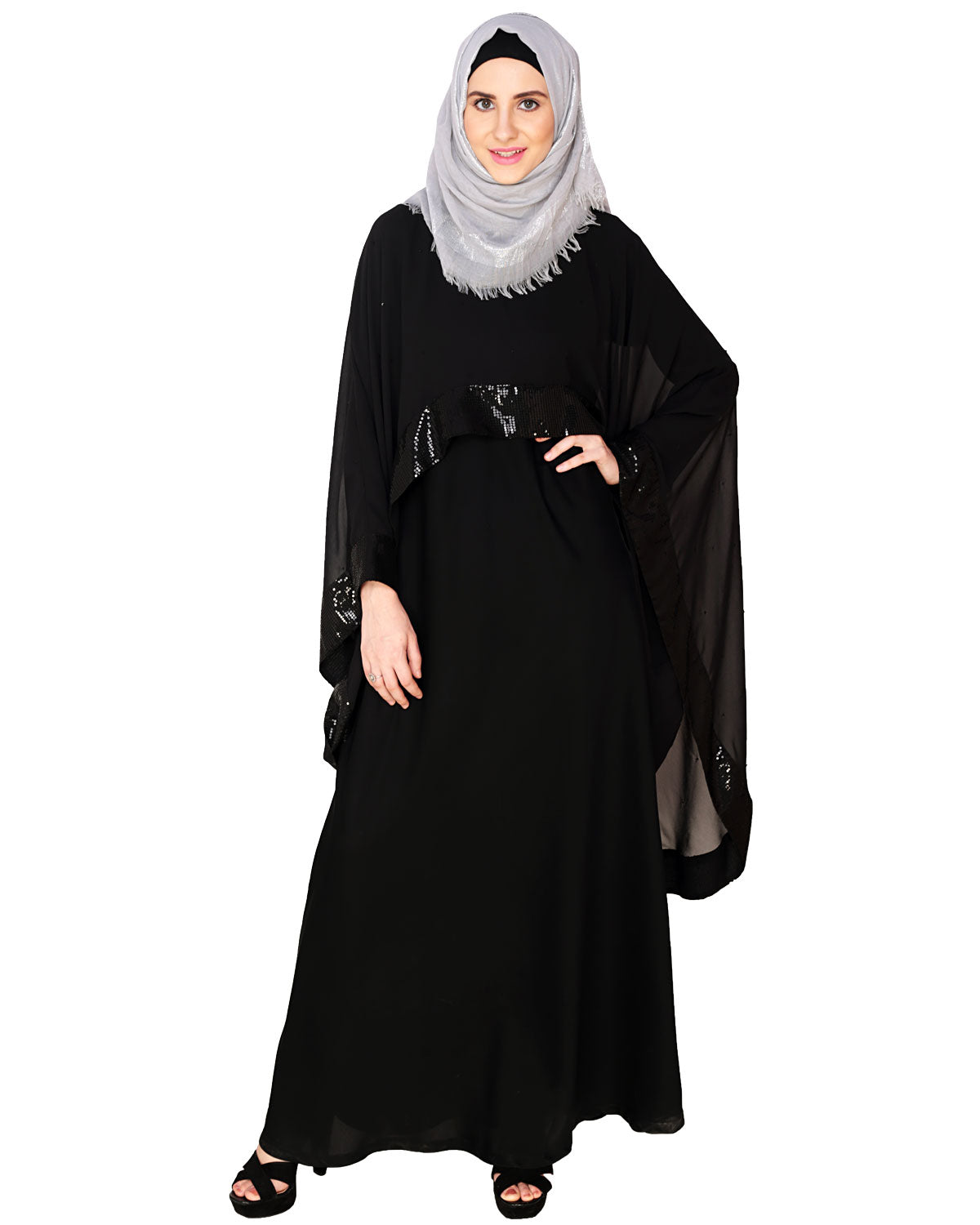 Black Cape Abaya Black