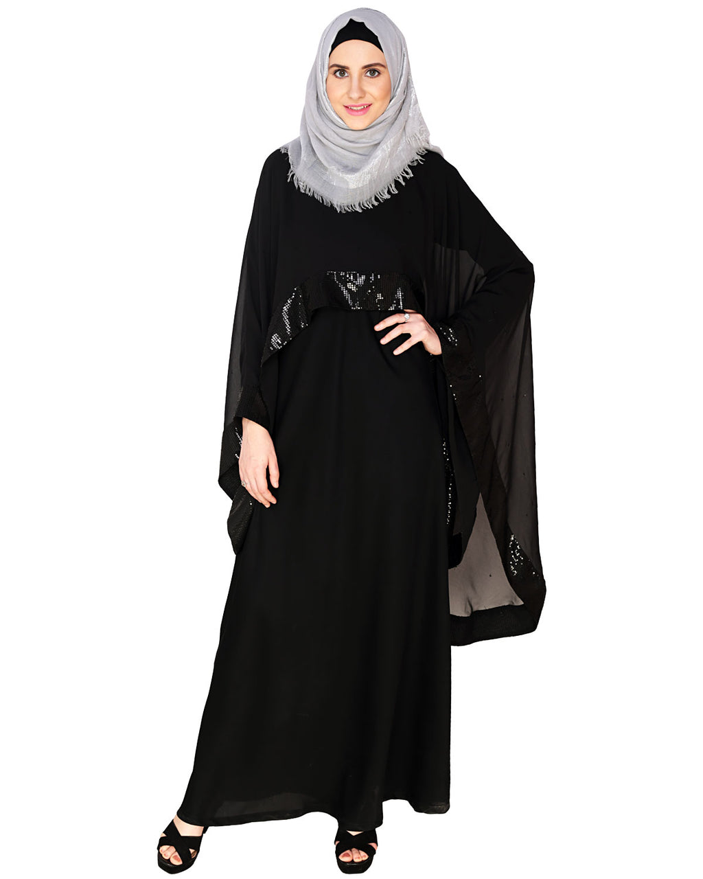 Black Cape Abaya Black