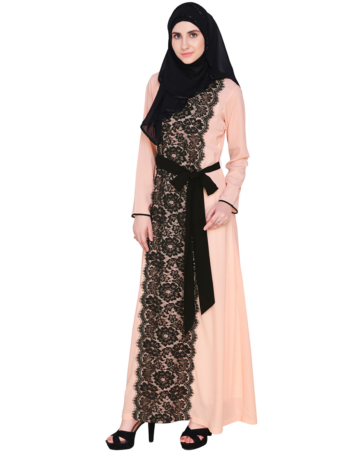 Lace Abaya Dress Pink