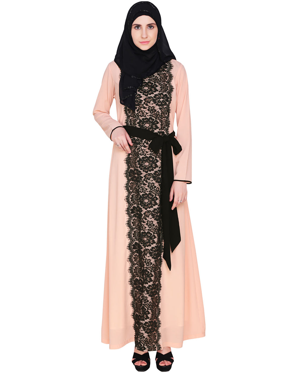 Lace Abaya Dress Pink