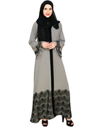 Laced Abaya Grey & Black
