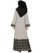 Laced Abaya Grey & Black