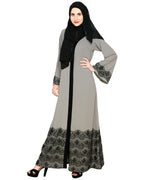 Laced Abaya Grey & Black